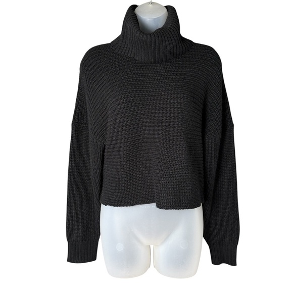 Brave Soul London Women’s Black Turtleneck Chunky Knit Cropped Size Large - Picture 1 of 6